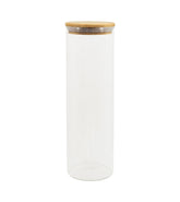 Pote de Vidro com Tampa de Bambu Circular Mantimento 2 Litros - Ela Decora